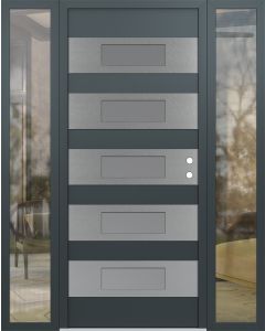 Diamond D5 68" x 80" anthracite/anthracite Frosted Glass Panel stainless steel LHI with 2 Sidelites clear Glass