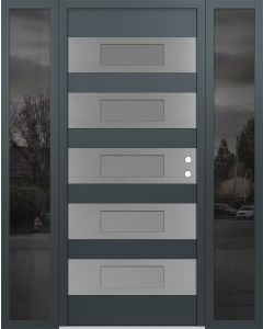 Diamond D5 68" x 80" anthracite/anthracite Frosted Glass Panel stainless steel LHI with 2 Sidelites Mirrored Glass