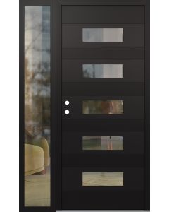 Diamond D5 50" x 80" black/black Clear Glass Panel black RHI with Sidelite Clear Glass