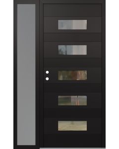 Diamond D5 52" x 80" black/black Clear Glass Panel black RHI with Sidelite frosted Glass