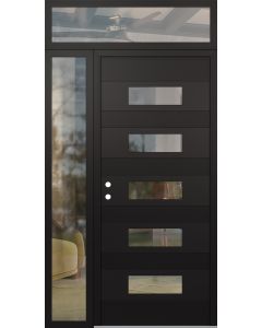 Diamond D5 50" x 96" black/black Clear Glass Panel black RHI with Sidelite and Transom Clear Glass