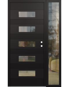 Diamond D5 52" x 80" black/black Clear Glass Panel black LHI with Sidelite Clear Glass