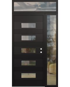 Diamond D5 50" x 96" black/black Clear Glass Panel black LHI with Sidelite and Transom Clear Glass