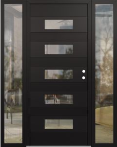 Diamond D5 68" x 80" black/black Clear Glass Panel black LHI with 2 Sidelites Clear Glass