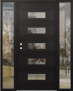 Diamond D5 68" x 80" black/black Clear Glass Panel black RHI with 2 Sidelites Clear Glass