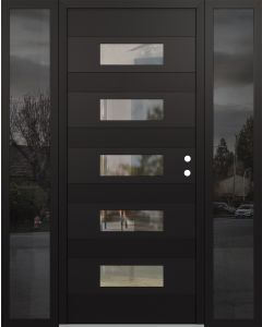 Diamond D5 68" x 80" black/black Clear Glass Panel black LHI with 2 Sidelites Mirrored Glass