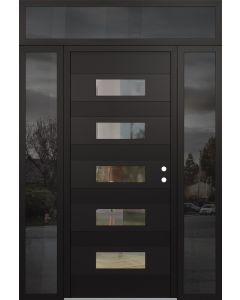 Diamond D5 68" x 96" black/black Clear Glass Panel black LHI with 2 Sidelites and Transom Mirrored Glass