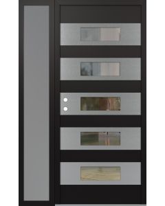 Diamond D5 50" x 80" black/black Clear Glass Panel Stainless steel RHI with Sidelite frosted Glass