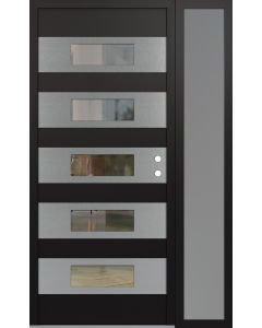 Diamond D5 50" x 80" black/black Clear Glass Panel Stainless steel LHI with Sidelite frosted Glass