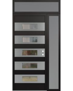 Diamond D5 50" x 96" black/black Clear Glass Panel Stainless steel LHI with Sidelite and Transom frosted Glass
