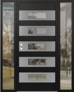 Diamond D5 68" x 80" black/black Clear Glass Panel Stainless steel RHI with 2 Sidelites Clear Glass