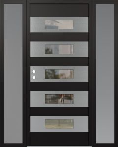 Diamond D5 68" x 80" black/black Clear Glass Panel Stainless steel RHI with 2 Sidelites frosted Glass