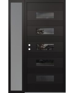 Diamond D5 50" x 80" black/black Mirrored Glass Panel black RHI with Sidelite frosted Glass
