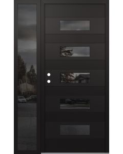 Diamond D5 50" x 80" black/black Mirrored Glass Panel black RHI with Sidelite Mirrored Glass
