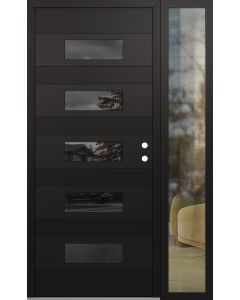 Diamond D5 50" x 80" black/black Mirrored Glass Panel black LHI with Sidelite clear Glass