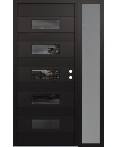 Diamond D5 52" x 80" black/black Mirrored Glass Panel black LHI with Sidelite frosted Glass