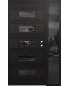 Diamond D5 52" x 80" black/black Mirrored Glass Panel black LHI with Sidelite Mirrored Glass