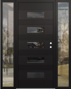 Diamond D5 68" x 80" black/black Mirrored Glass Panel black LHI with 2 Sidelites clear Glass