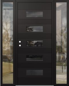 Diamond D5 68" x 80" black/black Mirrored Glass Panel black RHI with 2 Sidelites clear Glass