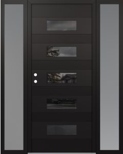 Diamond D5 68" x 80" black/black Mirrored Glass Panel black RHI with 2 Sidelites frosted Glass