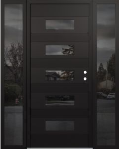 Diamond D5 64" x 80" black/black Mirrored Glass Panel black LHI with 2 Sidelites Mirrored Glass