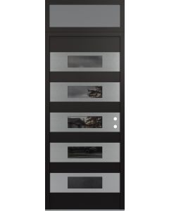 Diamond D5 36" x 96" black/black Mirrored Glass Panel stainless steel LHI with Transom frosted Glass