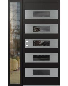 Diamond D5 50" x 80" black/black Mirrored Glass Panel stainless steel RHI with Sidelite clear Glass