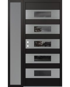 Diamond D5 50" x 80" black/black Mirrored Glass Panel stainless steel RHI with Sidelite frosted Glass