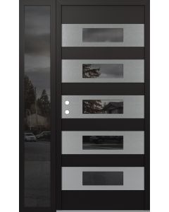 Diamond D5 52" x 80" black/black Mirrored Glass Panel stainless steel RHI with Sidelite Mirrored Glass