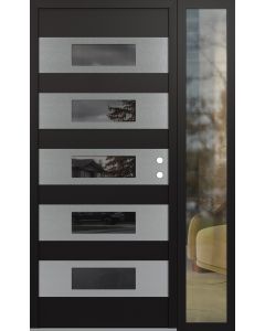 Diamond D5 52" x 80" black/black Mirrored Glass Panel stainless steel LHI with Sidelite clear Glass
