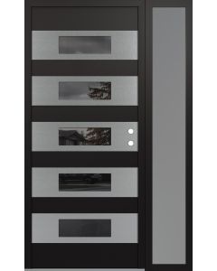 Diamond D5 52" x 80" black/black Mirrored Glass Panel stainless steel LHI with Sidelite frosted Glass