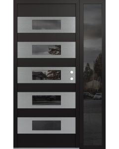 Diamond D5 50" x 80" black/black Mirrored Glass Panel stainless steel LHI with Sidelite Mirrored Glass
