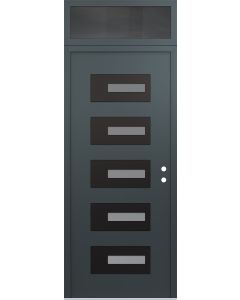 Diamond D6 36" x 96" anthracite/anthracite Frosted Glass Panel black LHI with Transom Mirrored Glass