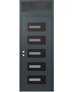 Diamond D6 36" x 96" anthracite/anthracite Frosted Glass Panel black RHI with Transom Mirrored Glass