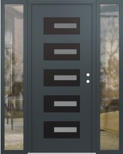 Diamond D6 64" x 80" anthracite/anthracite Frosted Glass Panel black LHI with 2 Sidelites clear Glass