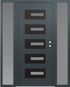 Diamond D6 64" x 80" anthracite/anthracite Frosted Glass Panel black LHI with 2 Sidelites Frosted Glass