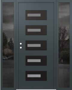 Diamond D6 64" x 80" anthracite/anthracite Frosted Glass Panel black RHI with 2 Sidelites Mirrored Glass