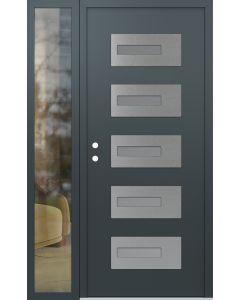 Diamond D6 48" x 80" anthracite/anthracite Frosted Glass Panel stainless steel RHI with Sidelite clear Glass