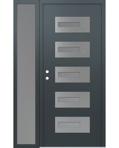 Diamond D6 48" x 80" anthracite/anthracite Frosted Glass Panel stainless steel RHI with Sidelite Frosted Glass
