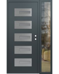Diamond D6 48" x 80" anthracite/anthracite Frosted Glass Panel stainless steel LHI with Sidelite clear Glass