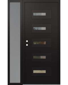 Diamond D6 50" x 80" black/black Clear Glass Panel black RHI with Sidelite frosted Glass
