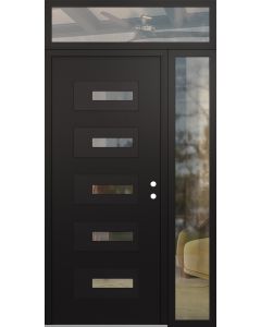 Diamond D6 48" x 96" black/black Clear Glass Panel black LHI with Sidelite and Transom Clear Glass
