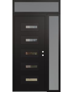 Diamond D6 48" x 96" black/black Clear Glass Panel black LHI with Sidelite and Transom frosted Glass