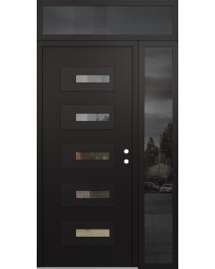 Diamond D6 48" x 96" black/black Clear Glass Panel black LHI with Sidelite and Transom Mirrored Glass