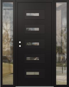 Diamond D6 64" x 80" black/black Clear Glass Panel black RHI with 2 Sidelites Clear Glass