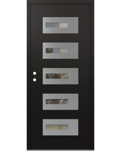 Diamond D6 36" x 80" black/black Clear Glass Panel Stainless steel RHI