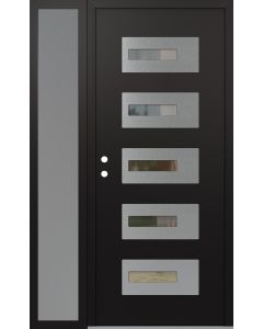 Diamond D6 50" x 80" black/black Clear Glass Panel Stainless steel RHI with Sidelite frosted Glass