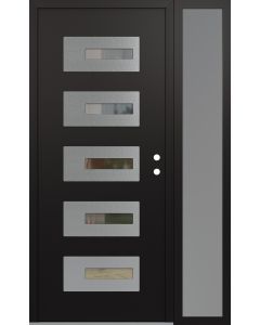 Diamond D6 50" x 80" black/black Clear Glass Panel Stainless steel LHI with Sidelite frosted Glass