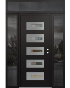 Diamond D6 68" x 96" black/black Clear Glass Panel Stainless steel LHI with 2 Sidelites and Transom Mirrored Glass