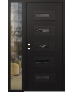 Diamond D6 52" x 80" black/black Mirrored Glass Panel black RHI with Sidelite clear Glass